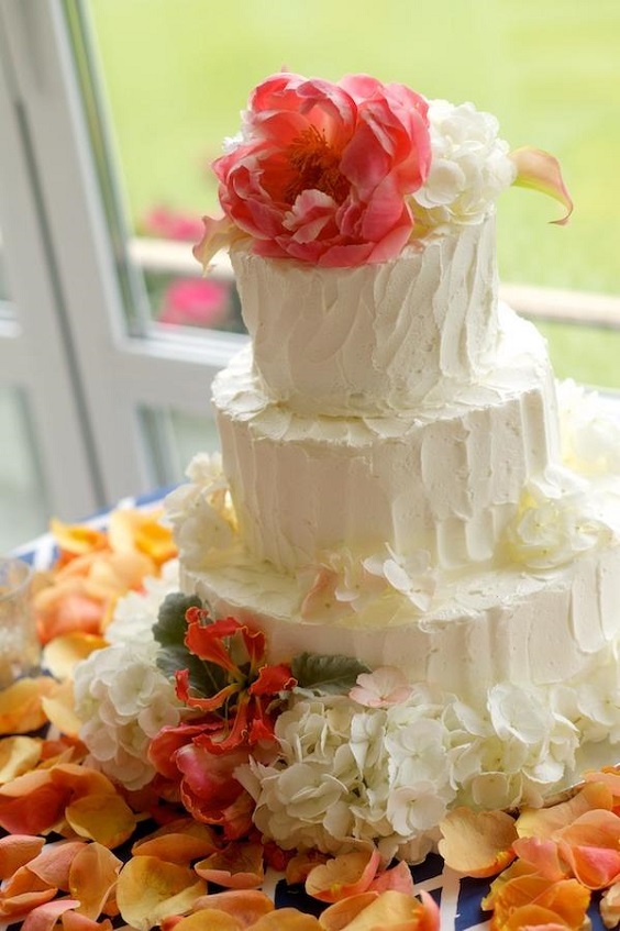 Wedding Cake for Coral, Yellow and Light Grey Spring Wedding Color Combos 2024