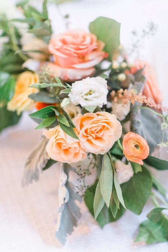 Wedding Table Centerpieces for Sage Green, Peach and Grey Spring Wedding Color Combos 2024