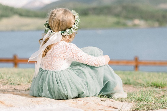 Flower Girl Dress for Sage Green and Dusty Blue Wedding Color Palettes 2024