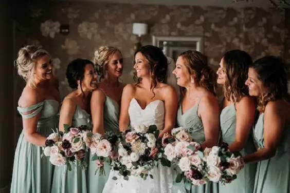 Sage Green and Dusty Rose Wedding Color Palettes 2024, Sage Green Bridesmaid Dresses, Dusty Rose Bouquets