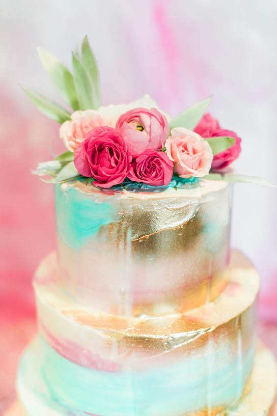 Wedding cake for Mint Green and Fuchsia June Wedding Color Palettes 2023