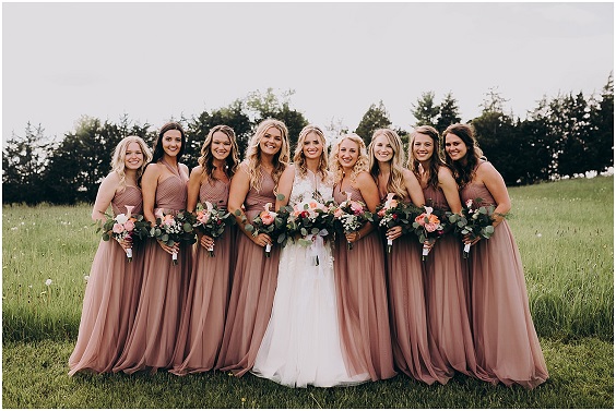Dusty Rose and Navy Blue April Wedding Colors 2023, Dusty Rose Bridesmaid Dresses, Navy Blue Groom Suit Decorations