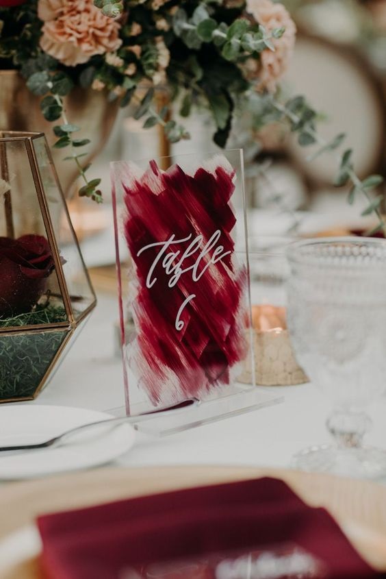 burgundy table number for burgundy wedding colors 2023 burgundy and blush