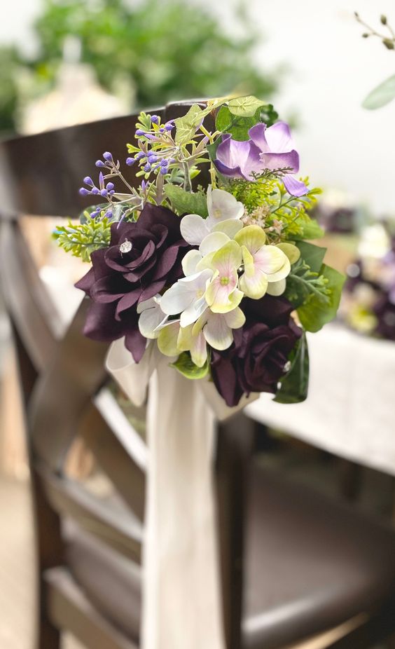 Plum Aisle Markers for Plum and Dark Grey Wedding Colors 2023