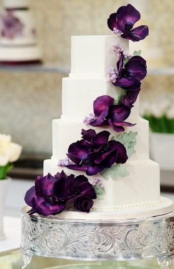 Wedding Cake Decorations for Plum and Dark Grey Wedding Colors 2023