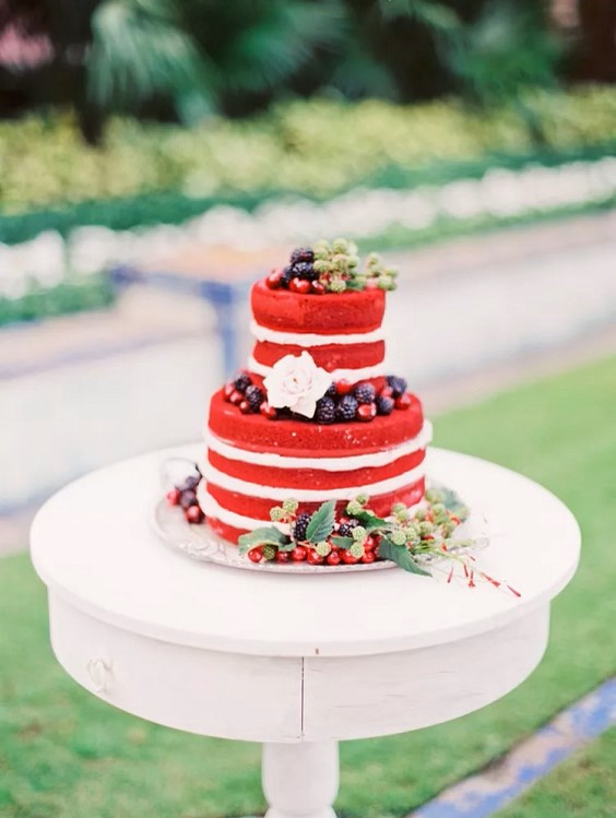 Wedding Cake for Red and Greenery July Wedding Color Combinations 2023