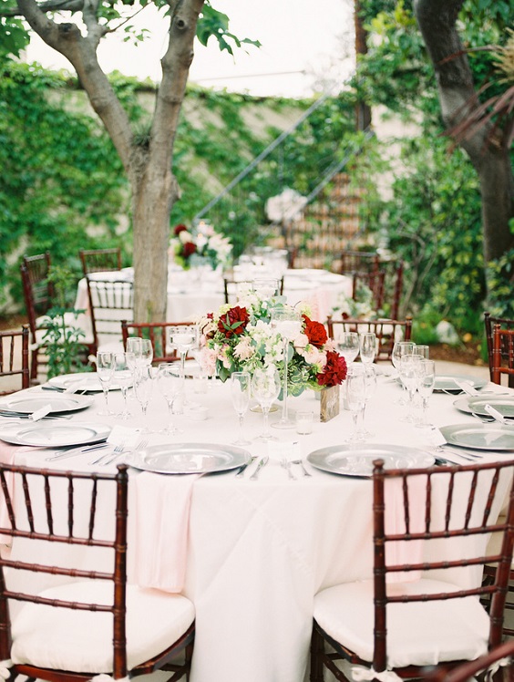 Wedding Table Decorations for Red and Greenery July Wedding Color Combinations 2023