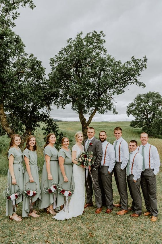 Sage Green Country Wedding Colors for 2024, Sage Green Bridesmaid Dresses, Sage Green Wedding Invitations