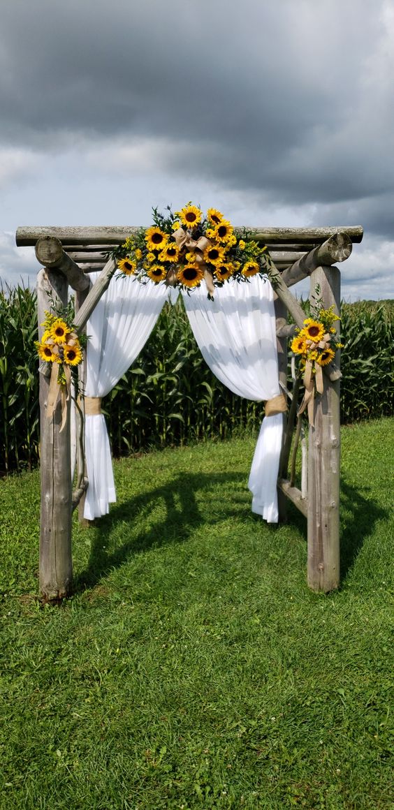 Wedding Ceremony Arch for Sunflower Country Wedding Colors for 2024