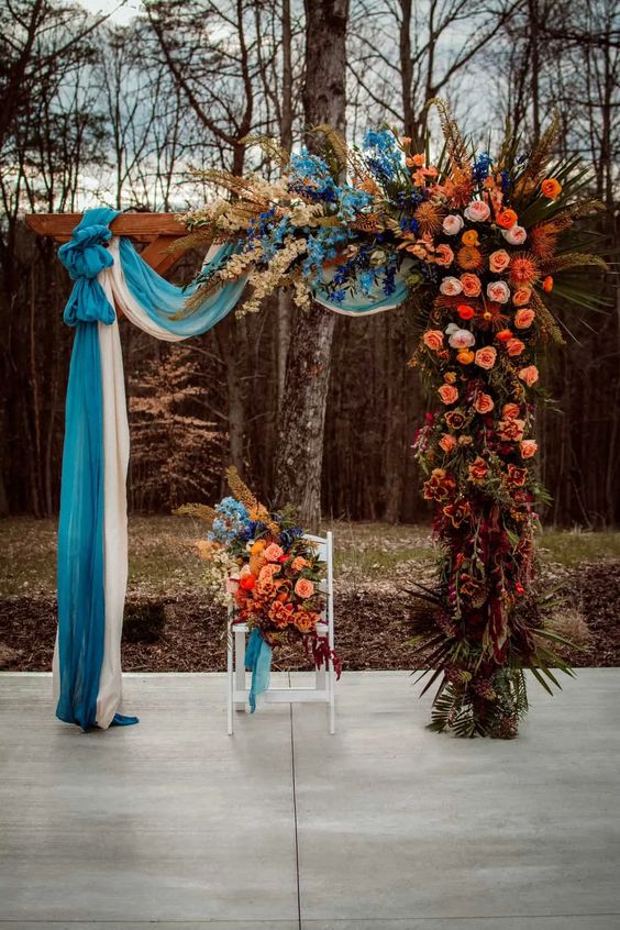 Wedding Ceremony Arch Deocrations for Teal Country Wedding Colors for 2024