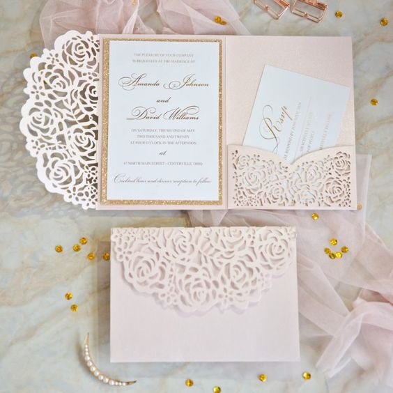 Wedding Cards for Blush and Rose Gold Wedding Theme 2024