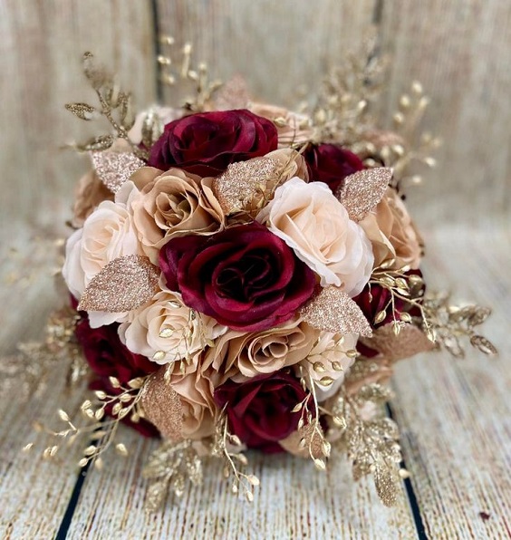 Burgundy and Rose Gold Wedding Theme 2024, Rose Gold and Burgundy Wedding Bouquets, Rose Gold Wedding Table Cloth