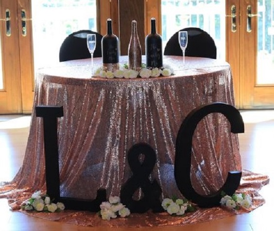 Main Wedding Table for Black and Rose Gold Wedding Theme 2024