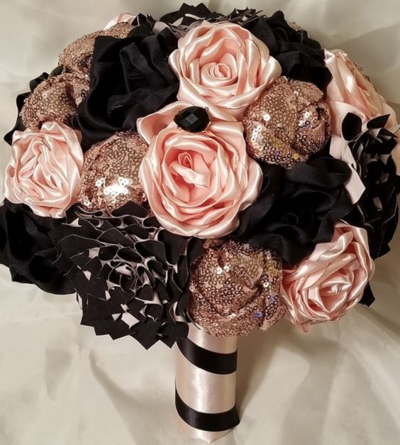 Wedding Bouquets for Black and Rose Gold Wedding Theme 2024