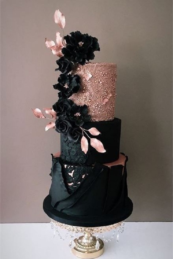 Wedding Cakes for Black and Rose Gold Wedding Theme 2024