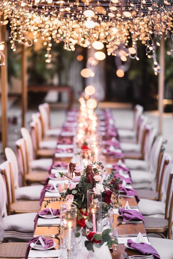 Wedding Table Decorations for Purple and Rose Gold Wedding Theme 2024