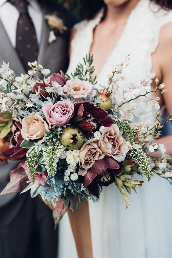 Wedding Bouquets for Mauve and Grey Wedding Colors for 2024