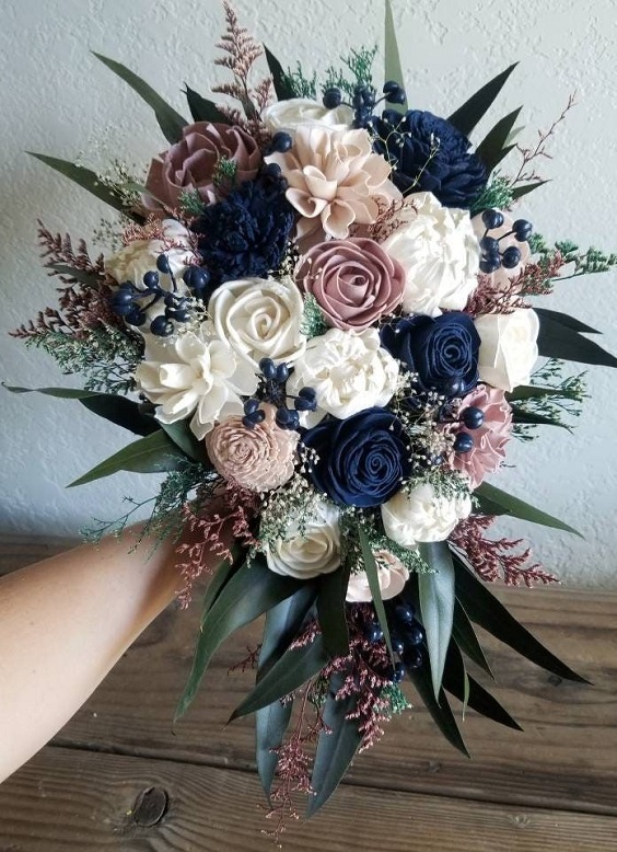 Wedding Bouquets for Mauve and Navy Blue Wedding Colors for 2024