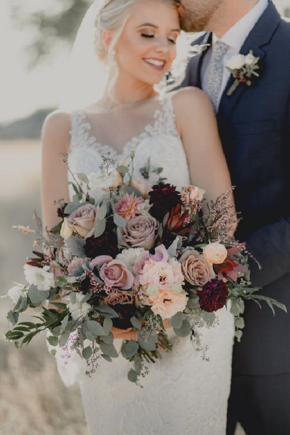 Wedding Bouquets for Mauve and Burgundy Wedding Colors for 2024