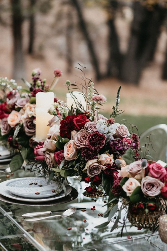Wedding Centerpieces for Mauve and Burgundy Wedding Colors for 2024