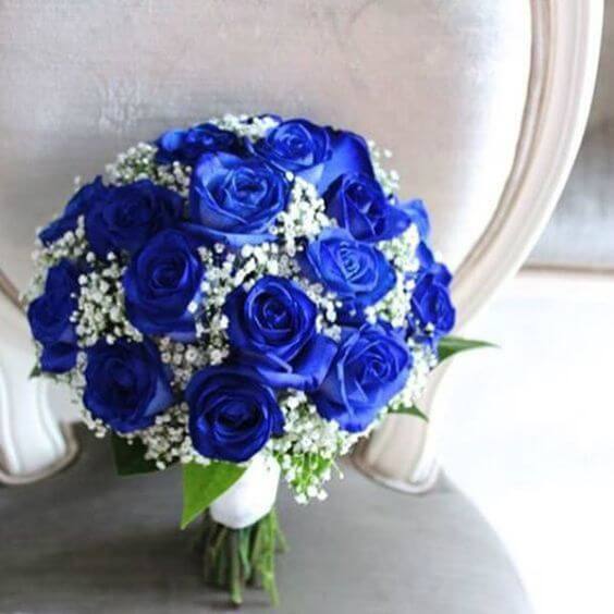 WEdding Bouquets for royal blue and silver metallic winter wedding