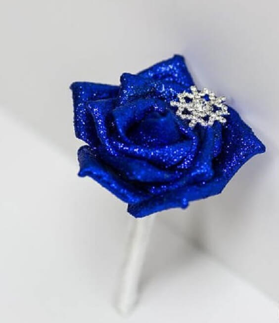 WEdding Corsages for royal blue and silver metallic winter wedding