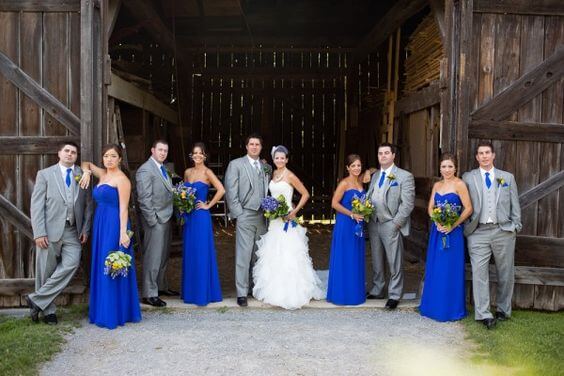 Wedding Party for royal blue and silver metallic winter wedding