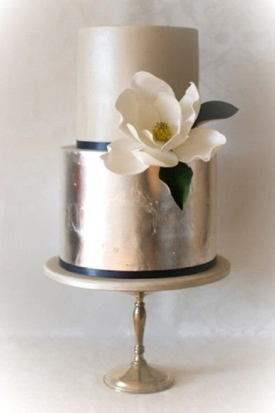 Wedding cake for Navy blue and Champagne Winter wedding