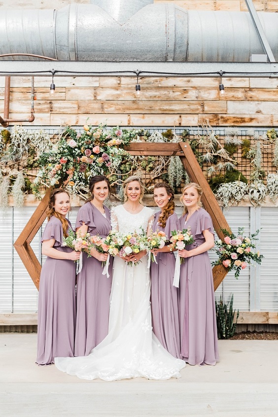 Lavender and Yellow May Wedding Colors 2024, Lavender Bridesmaid Dresses, Yellow Flowers