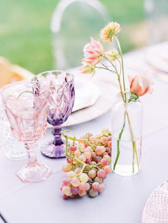 lavender glass and yellow flowers for 8 popular may wedding color ideas 2024 lavender and yellow wedding