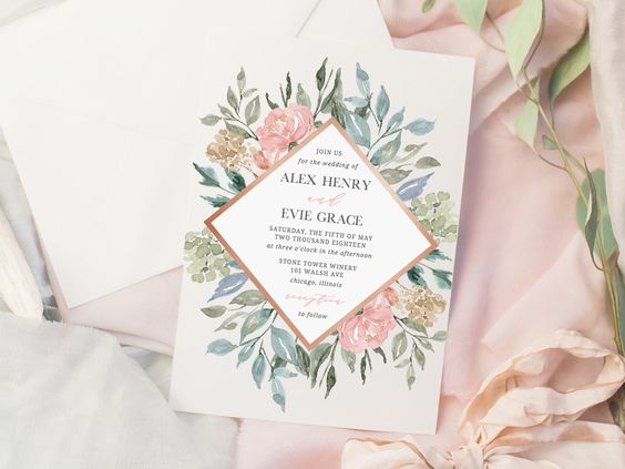 blush invitations for 8 popular may wedding color ideas 2024 blush sage and navy wedding