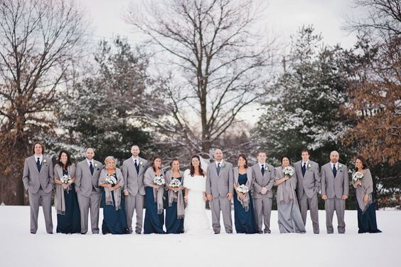Wedding party for Navy blue and Grey Winter wedding