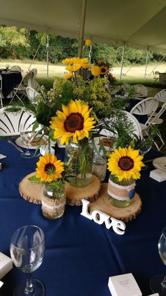 navy blue tablecloth for 8 awesome sunflower wedding color ideas 2024 navy blue
