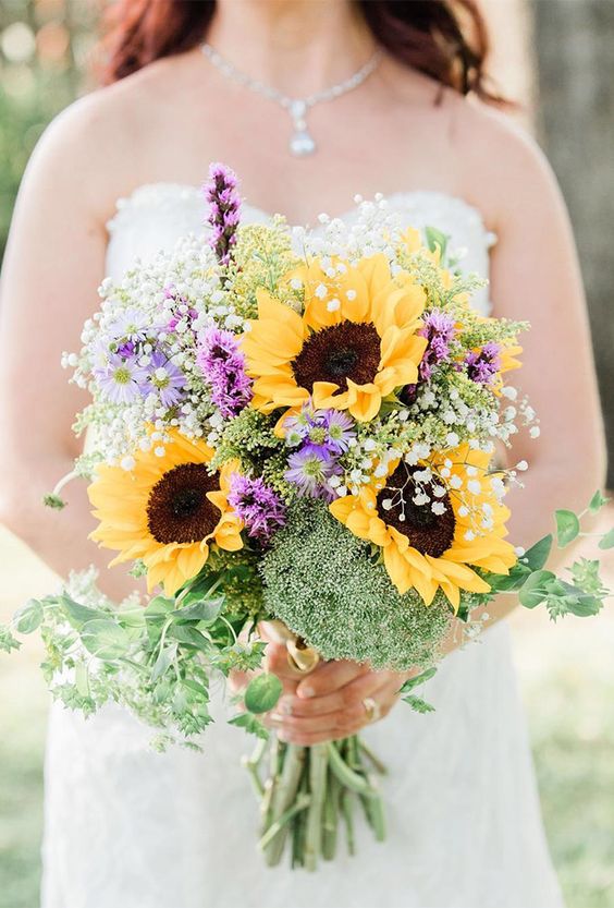sunflower bouquet for 8 awesome sunflower wedding color ideas 2024 orchid