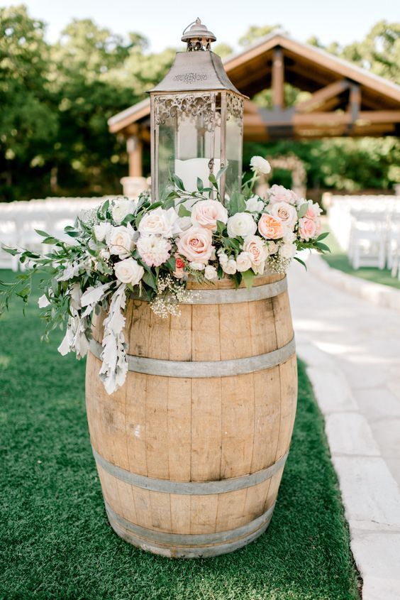 Barrel Decorations for Blush and Greenery Rustic Themed Wedding 2024