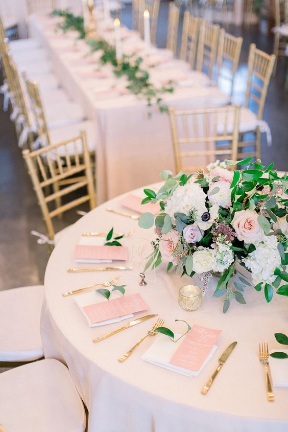 Wedding Table Decorations for Blush and Greenery Rustic Themed Wedding 2024