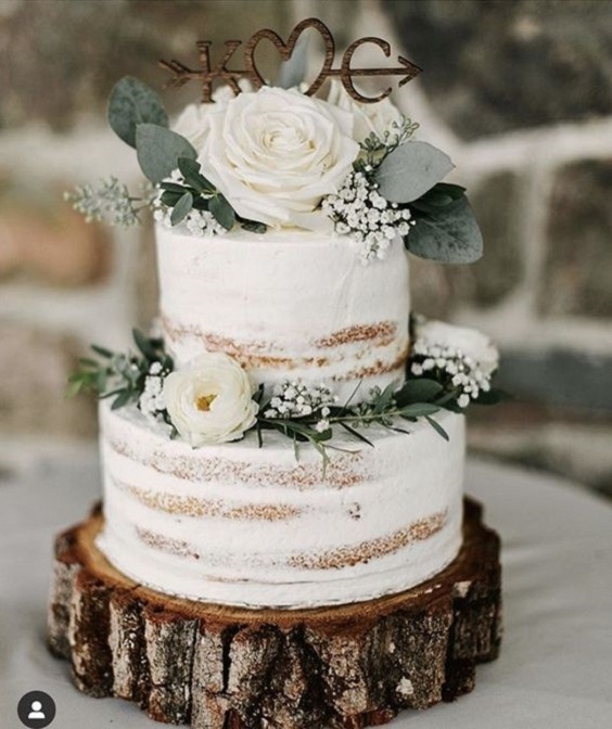 Wedding Cake for Champagne, White and Greenery Rustic Themed Wedding 2024