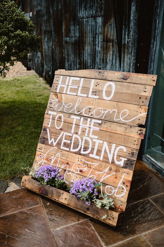 Wedding Welcome Board for Shades of Lilac Rustic Themed Wedding 2024