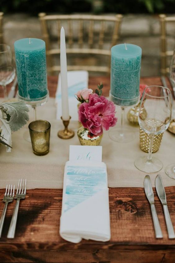 Wedding Table Decorations for for Teal and Pink Wedding Color Combos 2024