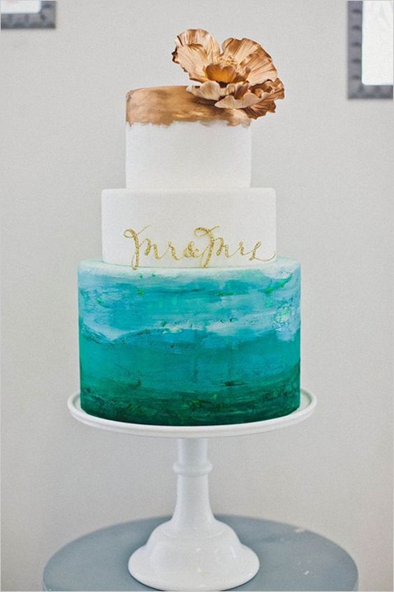 Teal and Gold Wedding Cake for Teal and Gold Wedding Color Combos 2024