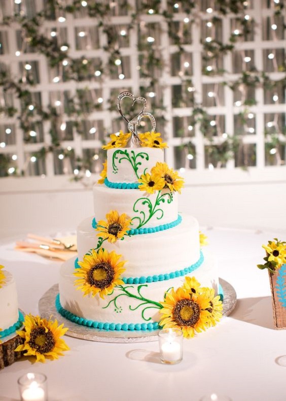 Wedding Cakes for Teal and Yellow Wedding Color Combos 2024