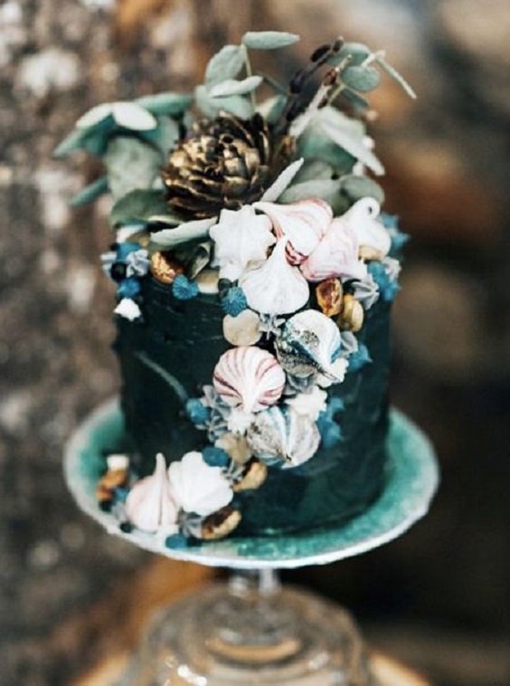 Wedding Cake Decorationns for Teal and Black Wedding Color Combos 2024