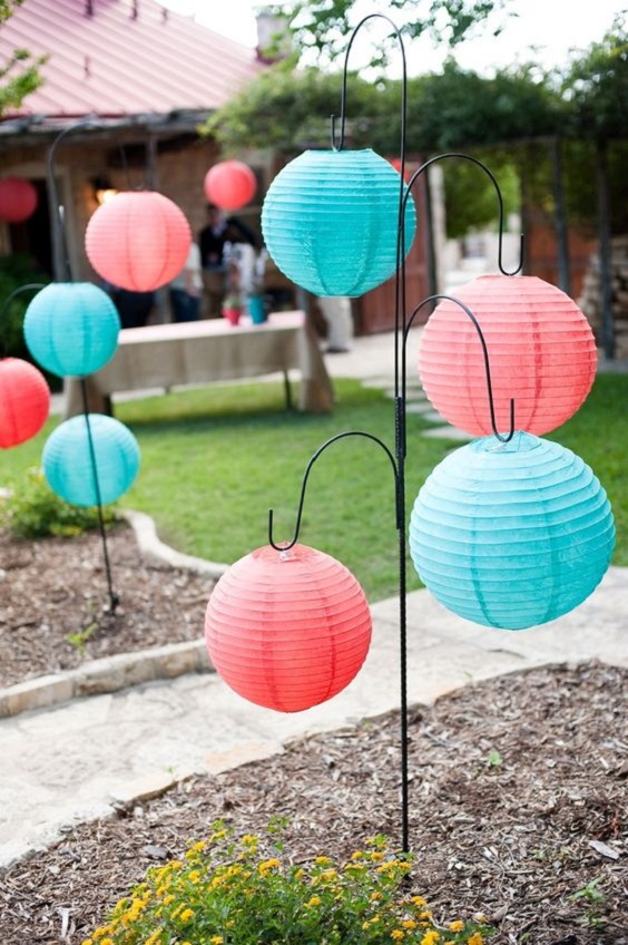 Outdoor Wedding Decorations for Coral and Turquoise Wedding Color Palettes 2024