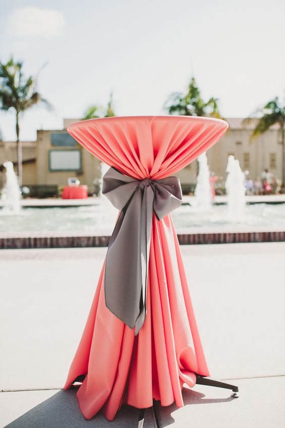 Weddig Table Cloth for Coral and Grey Wedding Color Palettes 2024