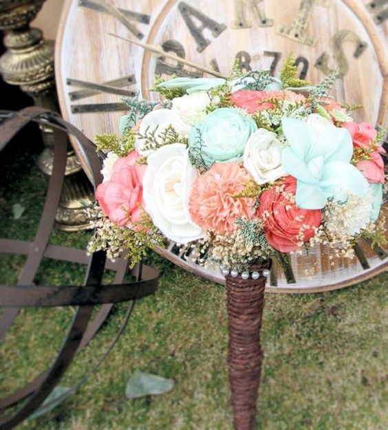 Coral and Mint Green Bouquets for Coral and Mint Green Wedding Color Palettes 2024