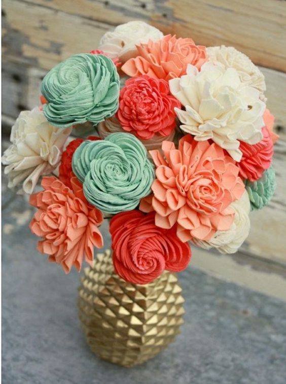 Coral and Mint Green Table Centerpieces for Coral and Mint Green Wedding Color Palettes 2024