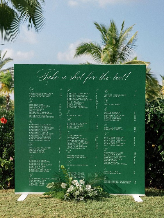 green wedding backdrop for destination wedding colors 2024 green white and black