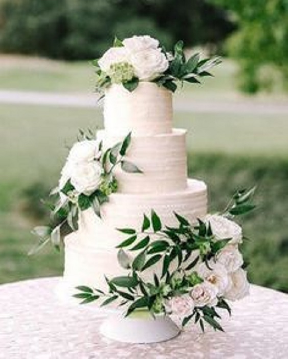 White and Greenery Wedding Cake  for White and Greenery Wedding Color Palettes 2024