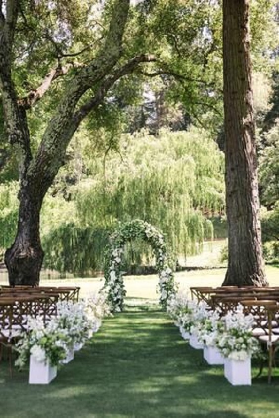 White and Greenery Wedding Ceremony Decorations for White and Greenery Wedding Color Palettes 2024