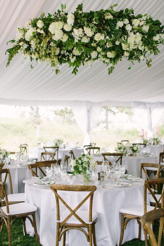 White and Greenery Wedding Table Decorations for White and Greenery Wedding Color Palettes 2024